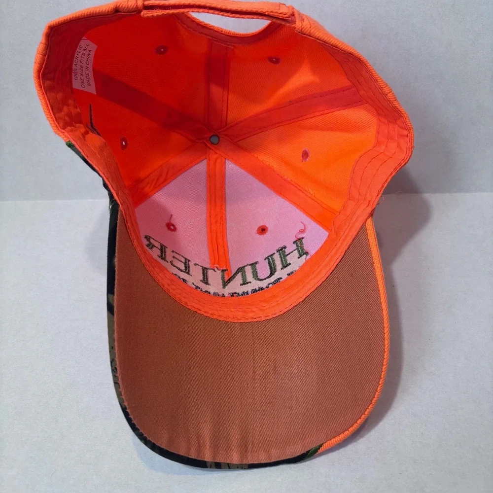 Hunter Blaze Orange Camo Bill Hat One‎ Size Live to Hunt Embroidered Cap